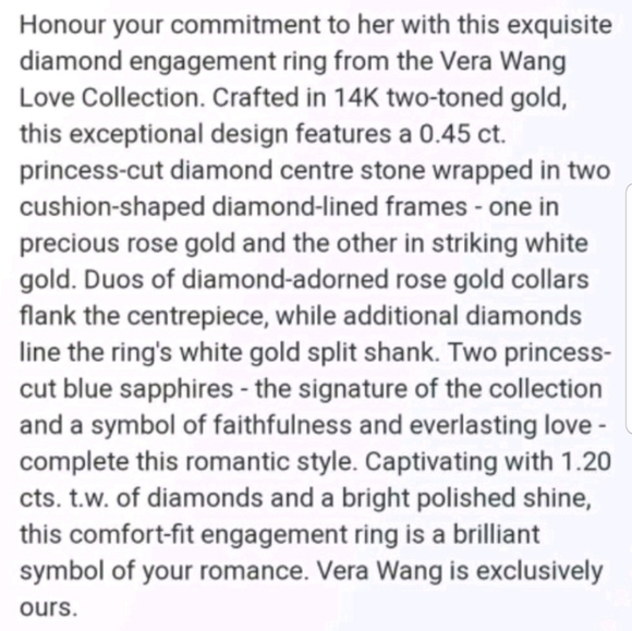 Vera Wang Engagement Ring - Picture 4 of 6